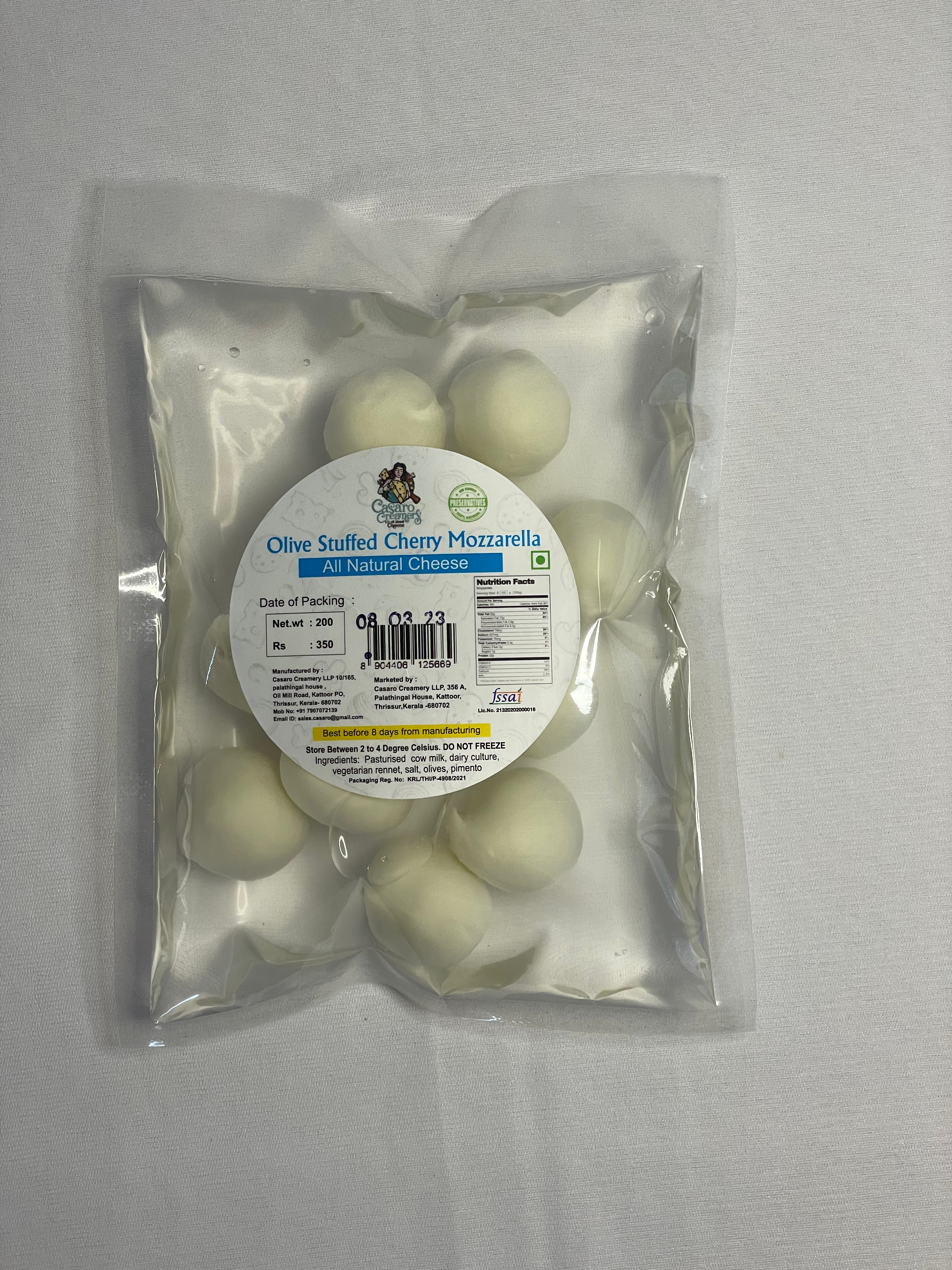 Olive-Stuffed Cherry Mozzarella 200g - Image 2